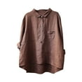 thumbnail image 1 of Mittory Womens 3/4 Length Sleeve Cotton Linen Tops Summer Button Up T Shirts Casual Basic Flowy Comfy Tunics, 1 of 7