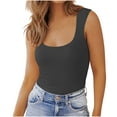 thumbnail image 1 of Mittory Womens Basic Fitted Square Neck Tank Tops Double Lined Summer Tops Cute Sleeveless Shirts, 1 of 7
