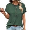 thumbnail image 1 of Mittory Womens Batwing Sleeve Tshirts Crew Neck Short Sleeve Buttons Tops Tee Basic Summer Blouse Loose Fit, 1 of 7