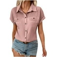 thumbnail image 1 of Mittory Womens Button Down Shirts Casual Short Sleeve Dress Shirt Textured Collared Summer Work Blouse, 1 of 7