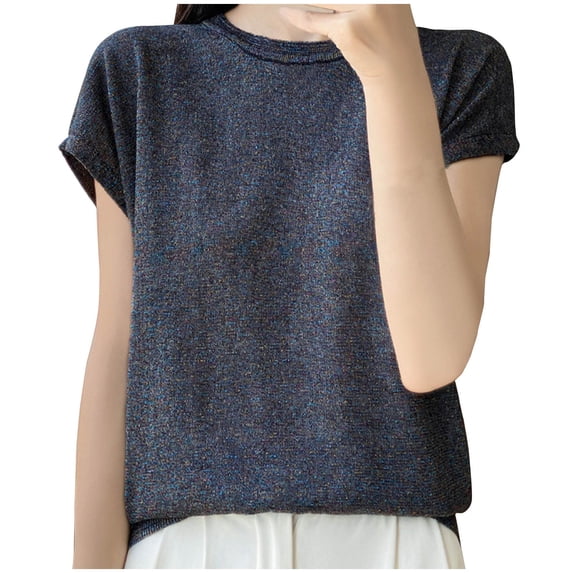 Mittory Womens Cap Sleeve Tank Tops Dressy Boat Neck Loose Fit Sweater Knit Tshirts Summer Casual Basic Tee Shirts