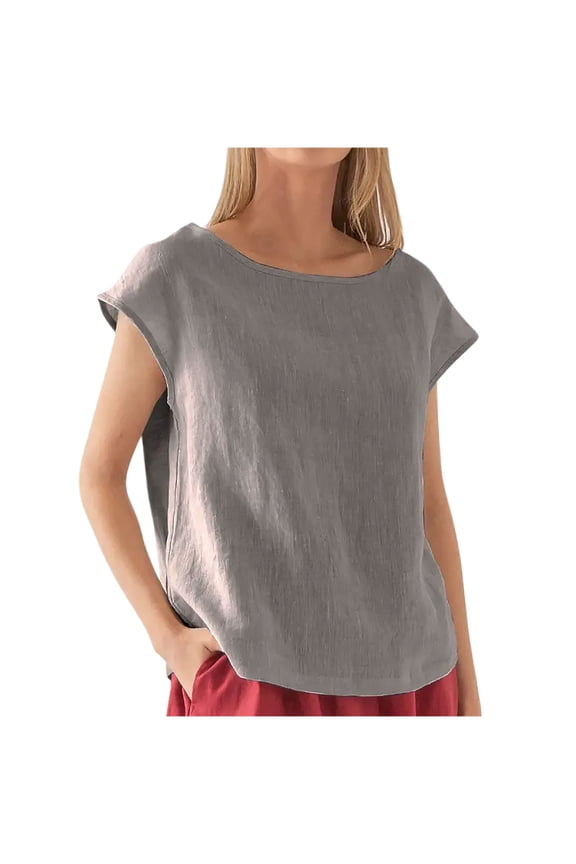 Womens Cap Sleeve Tops Boat Neck T-Shirts Summer Casual Loose Fit Basic Tees