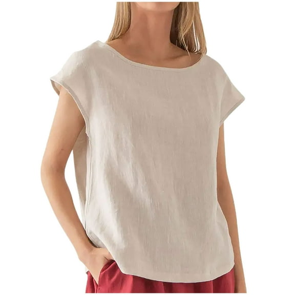 Mittory Womens Cap Sleeve Tops Boat Neck T-Shirts Summer Casual Loose Fit Basic Tees