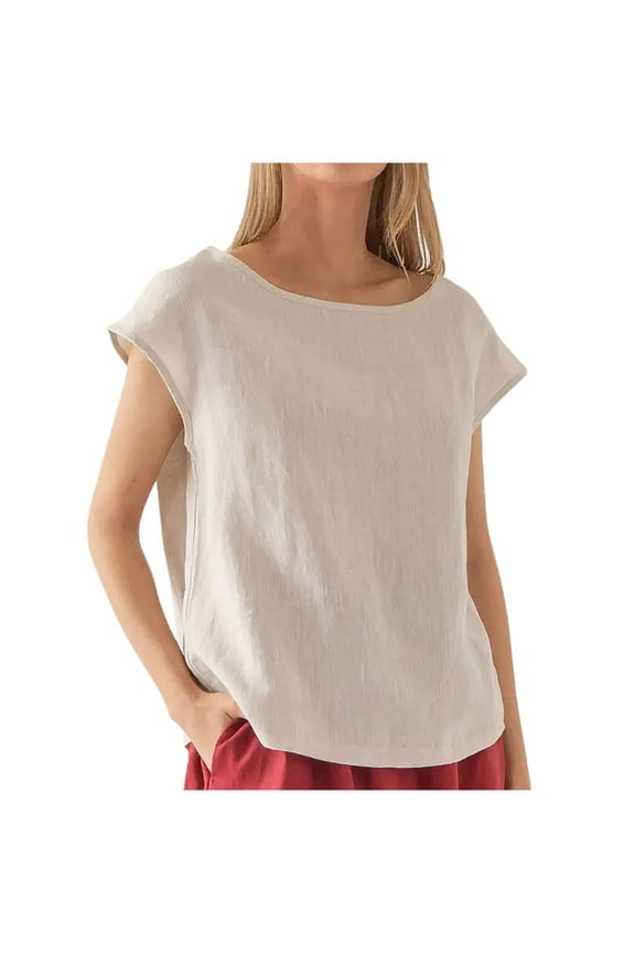 Womens Cap Sleeve Tops Boat Neck T-Shirts Summer Casual Loose Fit Basic Tees