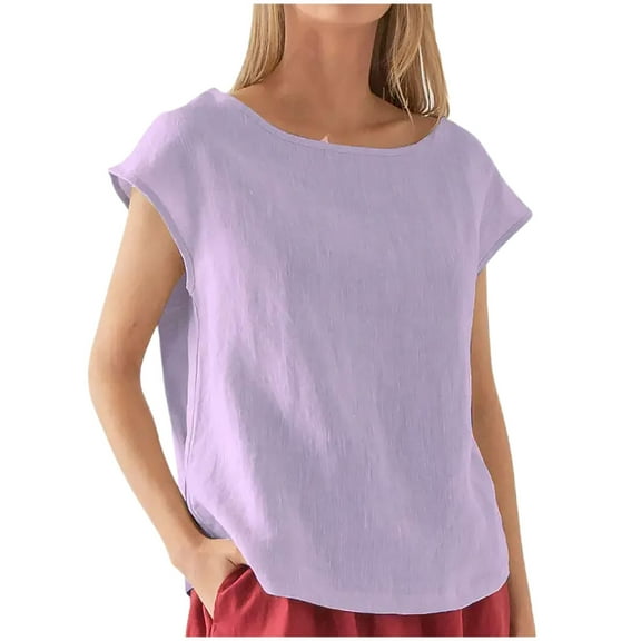 Mittory Womens Cap Sleeve Tops Boat Neck T-Shirts Summer Casual Loose Fit Basic Tees
