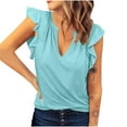 thumbnail image 1 of Mittory Womens Casual V Neck Blouse Tops Frilled Ruffles Solid Sleeveless Tanks, 1 of 5