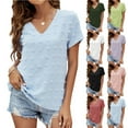 thumbnail image 1 of Mittory Womens Chiffon Blouses Short Sleeve V Neck Shirts Summer Casual Polka Dot Tops, 1 of 8