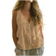 thumbnail image 1 of Mittory Womens Cotton Linen Vest Tops Button Down Sleeveless Shirts Casual Loose Fit V Neck Comfy Blouses, 1 of 7