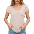 thumbnail image 1 of Mittory Womens Dressy Casual Blouses Asymmetrical V Neck Business Work Tops Ruffle Sleeve Summer Shirts, 1 of 7