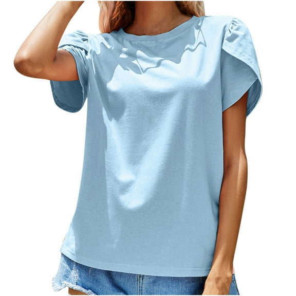 Mittory Womens Fashion Tops Summer Outfits T Shirts Business Casual Dressy Plus Size Cap Sleeve Tee Trendy Clothes