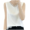 thumbnail image 1 of Mittory Womens Lace Trim Silk Satin Tank Tops Elegant Casual V Neck Cami Sleeveless Camisole Blouses Summer Dressy Loose Shirts, 1 of 3