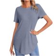 thumbnail image 1 of Mittory Womens Oversized T Shirts Summer Ribbed Knit Cuffed Short Sleeve Tunic Tops Casual Loose Fit Tees, 1 of 7