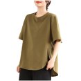 thumbnail image 1 of Mittory Womens Oversized Tee Side Split Short Sleeve T Shirt Solid Crew Neck Loose Top, 1 of 5