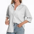 thumbnail image 1 of Mittory Womens Plus Size Button Down Shirt Linen Collared Shirt Long Sleeve Cotton Button Front Shirt Work Blouse Tops, 1 of 8