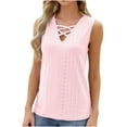 thumbnail image 1 of Mittory Womens Plus Size Sleeveless Shirts Summer Tank Tops V Neck Criss Cross Tee Tunics, 1 of 7
