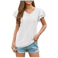 thumbnail image 1 of Mittory Womens-Plus-Size-Summer-Tops Ruffle Short Sleeve T Shirts Trendy V Neck Tunics Casual Loose Eyelet Blouses Tee, 1 of 6