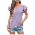 thumbnail image 1 of Mittory Womens-Plus-Size-Summer-Tops Ruffle Short Sleeve T Shirts Trendy V Neck Tunics Casual Loose Eyelet Blouses Tee, 1 of 7