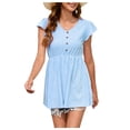 thumbnail image 1 of Mittory Womens Plus-Size Tunics Petal Short Sleeve Tops Summer V Neck Button Down Eyelet Shirts, 1 of 5