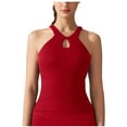 thumbnail image 1 of Mittory Womens Racerback Tank Tops with Built in Bra Summer Basic Cutout High Neck Yoga Shirts Fit Running Workout Camisole, 1 of 4