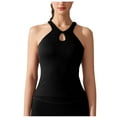 thumbnail image 1 of Mittory Womens Racerback Tank Tops with Built in Bra Summer Basic Cutout High Neck Yoga Shirts Fit Running Workout Camisole, 1 of 4