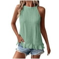 thumbnail image 1 of Mittory Womens Ruffle Asymmetrical Tank Tops Eyelet Embroidery Halter Shirts Summer Sleeveless Cute Going Out Blouses, 1 of 8