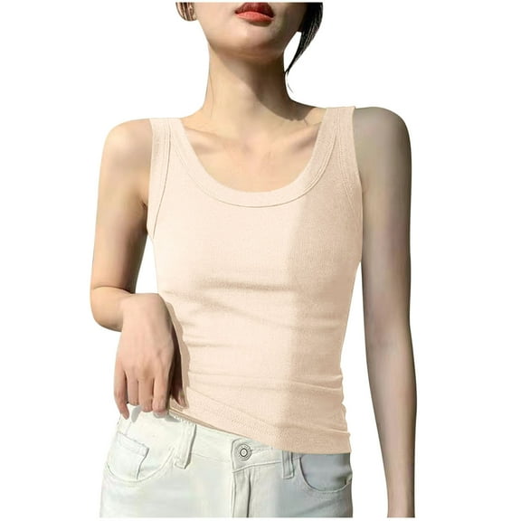 Mittory Womens Scoop Neck Sleeveless Racerback Ribbed Knit Slim Fitted Basic Tank Top Shirt