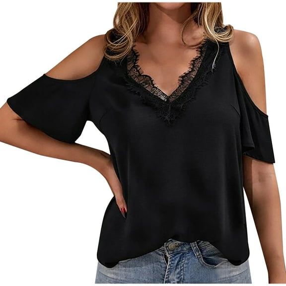 Mittory Womens Sexy Cold Shoulder Tops, Casual Off Shoulder Open Shoulder Shirts