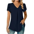 thumbnail image 1 of Mittory Womens Shirts Casual Short Sleeve Tees Dressy Casual Patel Blouses V Neck Summer Tops, 1 of 7