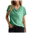 thumbnail image 1 of Mittory Womens Shirts Short Sleeve Cowl Neck Tops Basic Dressy Casual Sweatshirts Loose Fit Trendy Blouse, 1 of 6
