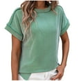 thumbnail image 1 of Mittory Womens Short Sleeve Tunic Tops Summer Casual Textured Ribbed Knit T-Shirts Loose Fit Tees, 1 of 7