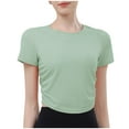 thumbnail image 1 of Mittory Womens Short Sleeve Workout Tops Ruched Side Yoga Atheltic Shirt Slim Fitted, 1 of 3