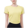 thumbnail image 1 of Mittory Womens Short Sleeve Workout Tops Ruched Side Yoga Atheltic Shirt Slim Fitted, 1 of 3