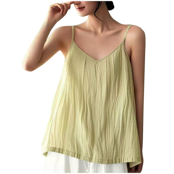 Mittory Womens Silk Satin Camisole Cami Plain Strappy Vest Top T-Shirt Blouse Tank Shirt V-Neck Spaghetti Strap