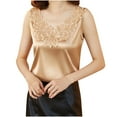 thumbnail image 1 of Mittory Womens Silk Satin Tank Tops Floral Applique Lace Casual Sleeveless Top Basic Camisole Tank Cami Blouses, 1 of 6