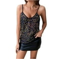 thumbnail image 1 of Mittory Womens Sleeveless Sequin Tops V Neck Sparkle Spaghetti Strap Cami Tank Top Shirt, 1 of 8