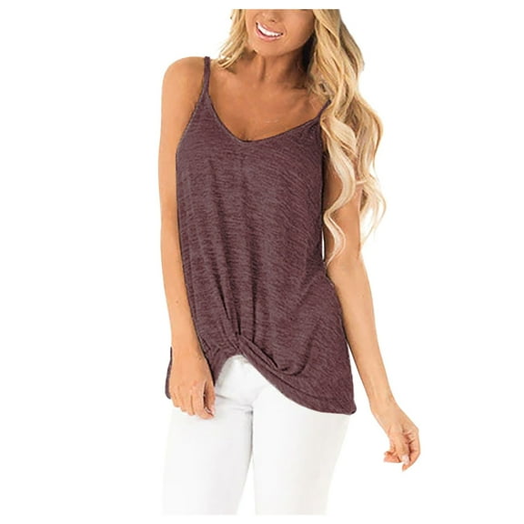 Mittory Womens Spaghetti Strap Tank Top Adjustable V Neck Camisole Tops Loose Fit Casual Summer Shirts