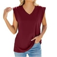 thumbnail image 1 of Mittory Womens Summer Cap Sleeve T Shirts Casual V Neck Tops Loose Fit Basic Tees, 1 of 8
