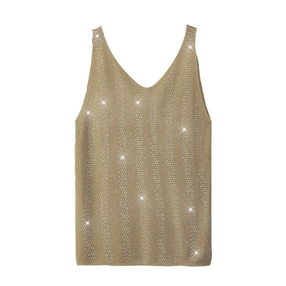 Mittory Womens Summer Fashion Sequin Tops Scoop Neck Sequin Sparkle Shimmer Sleeveless Tanks Tops Blouses