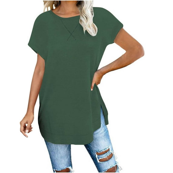Mittory Womens Summer Oversized T Shirts Casual Short Sleeve Loose Side Split Tops Gym Workout Top