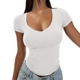 thumbnail image 1 of Mittory Womens Summer Sexy Cleavage Tops Short Sleeve Shirts Going Out Outfits Deep V Neck Basic Tees Streetwear Blouses, 1 of 6