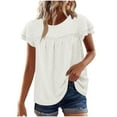 thumbnail image 1 of Mittory Womens Summer Short Sleeve Lace Crochet Blouses Flowy Babydoll Dressy Casual Work Tops, 1 of 8