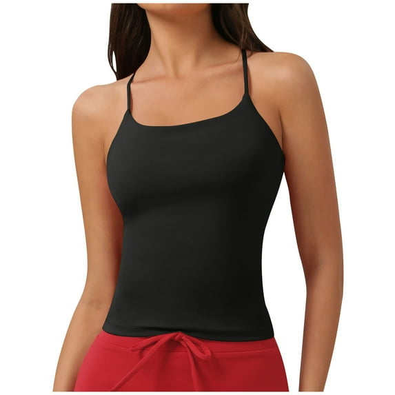 Mittory Womens Summer Tank Tops Double Lined Going Out Teen Girls Sleeveless Backless Workout Cami Adjustable