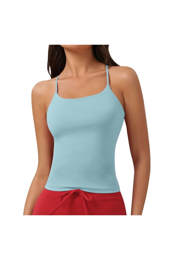 Womens Summer Tank Tops Double Lined Going Out Teen Girls Sleeveless Backless Workout Cami Adjustable