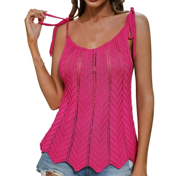 Mittory Womens Summer Tank Tops Scoop Neck Eyelet Spaghetti Embroidery Sleeveless Stretchy Trendy Loose Fit Casual Flowy Shirts