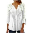 thumbnail image 1 of Mittory Womens Summer Tops 3/4 Sleeve V Neck Floral Print Cotton Tunic Tops Trendy Flowy Tunic Tops, 1 of 5