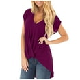 thumbnail image 1 of Mittory Womens Summer Tops Casual Twist Front Blouses Short Sleeve Tshirts Fitting Tunic, 1 of 8