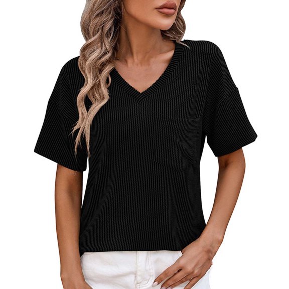 Mittory Womens Summer Tops Oversized T Shirts Short Sleeve with Pocket Blouses for Women Dressy Casual Work Outfits