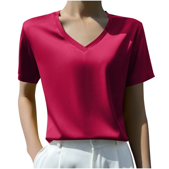 Mittory Womens Summer Tops Short Sleeve Shirts V Neck T Shirt Loose Casua Classic Fit T Shirts