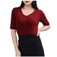 thumbnail image 1 of Mittory Womens Summer Tops V Neck Short Sleeve Loose Basic Tee Shirts Casual Comfy Vacation Clothes, 1 of 5