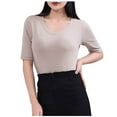 thumbnail image 1 of Mittory Womens Summer Tops V Neck Short Sleeve Loose Basic Tee Shirts Casual Comfy Vacation Clothes, 1 of 5